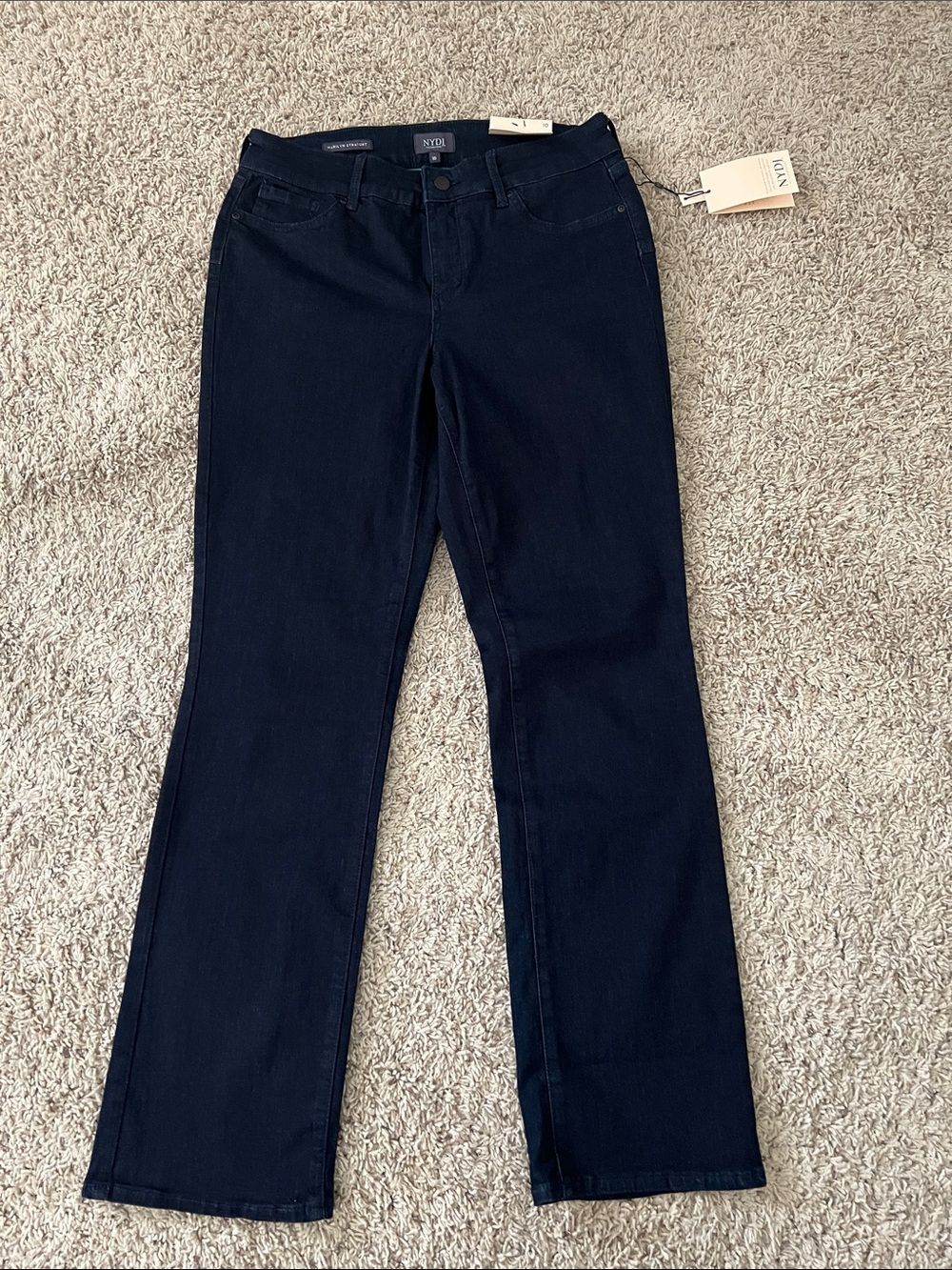 New NYDJ Women's Dark Navy Straight Leg Jeans